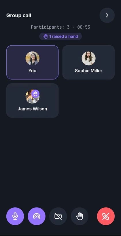 A group call on a phone.