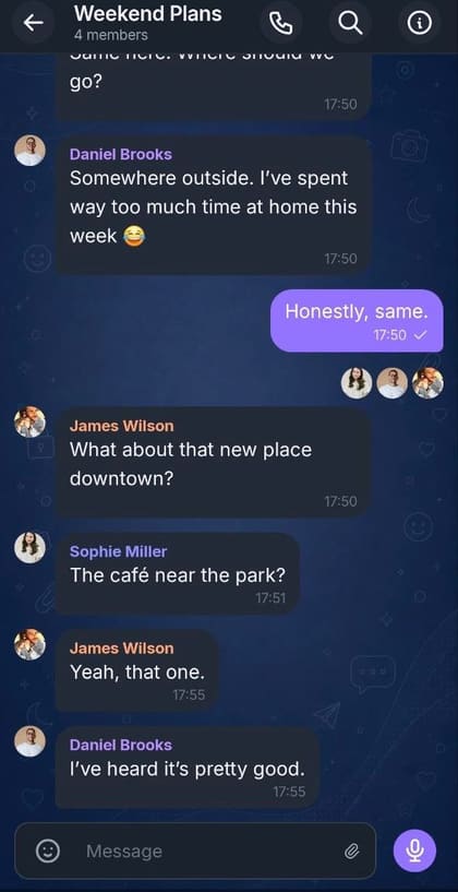 A group conversation open on a phone.